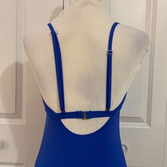Athleta Colbalt Blue Keyhole Tankini Swim Top Shelf Bra XS - Picture 7 of 11